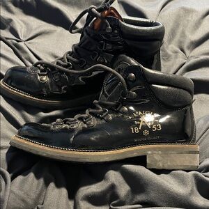 Aigle patent Black Leather ankle Winter Boots